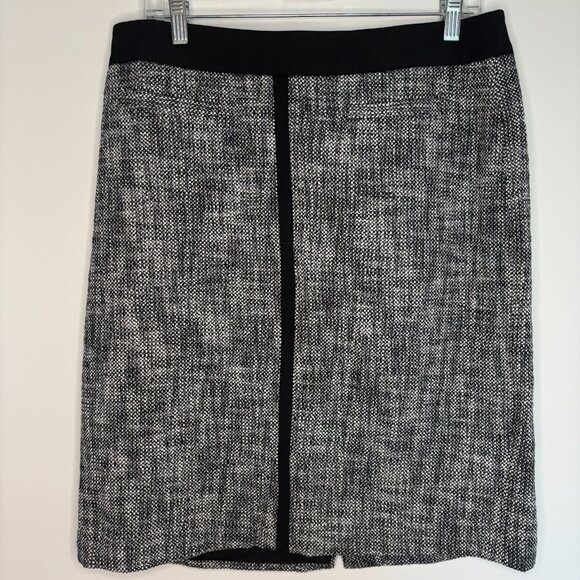 TALBOTS Pencil Skirt Womens 10 Black White Tweed Pockets Stretch Workwear Career - Picture 1 of 4
